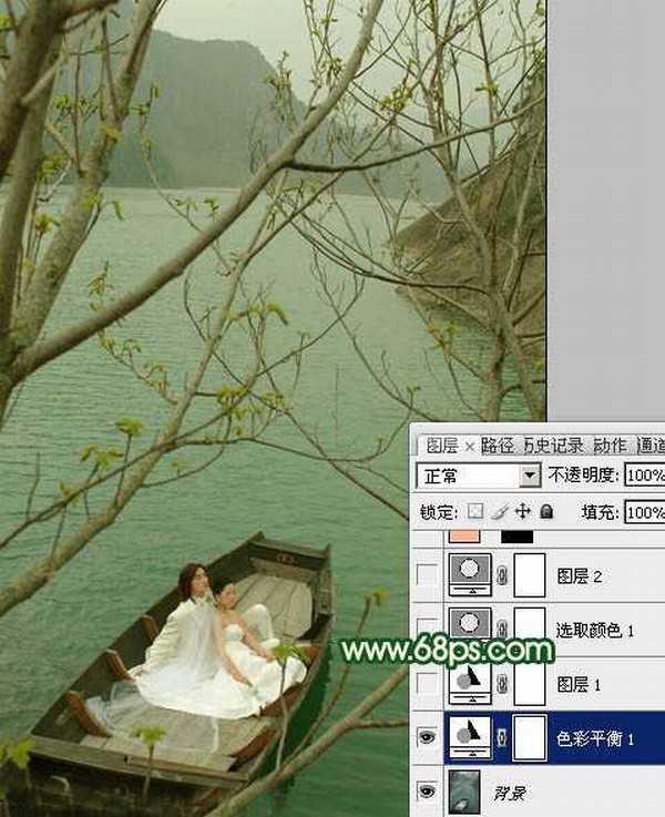 Photoshop制作灿烂的春季绿色婚片