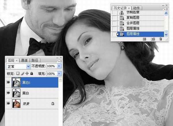 PhotoShop将婚礼照片修饰成经典黑白人像的润饰详细教程