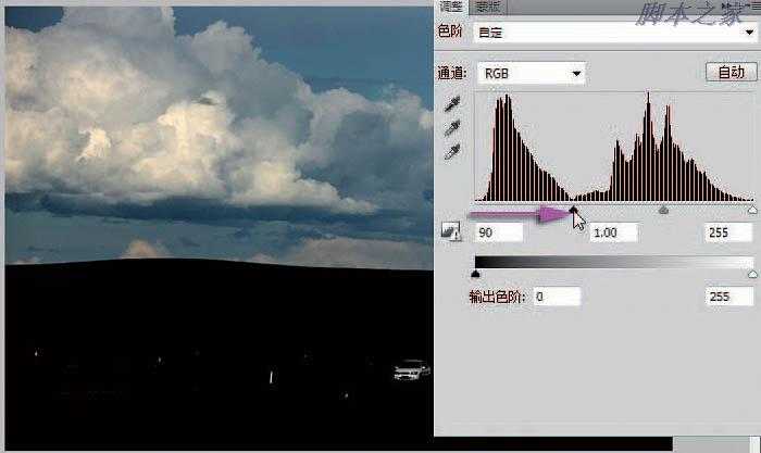 photoshop利用直方图信息完美修复严重偏暗的草原图片