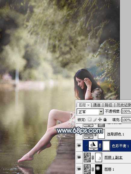 Photoshop调制出唯美的梦幻淡褐色水景人物图片