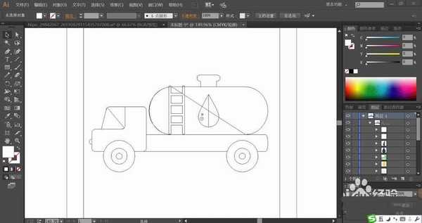 ai怎么设计扁平化的运油车插画? ai运油车的画法