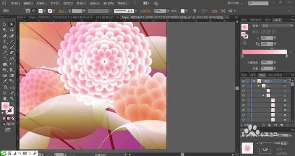 ai怎么设计粉色花朵的背景图? ai花朵背景的设计方法