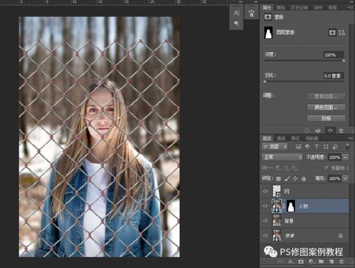 ps大神教你铁网中分离人像和背景的教程